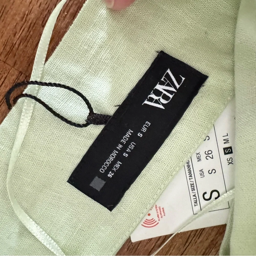 Zara Green Linen Crop Top - Picture 9 of 9